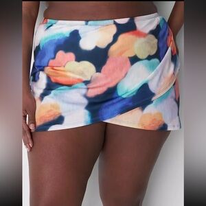New Cacique Faux-Wrap Swim Skirt Bottom Bikini Swimwear 26 Blue Summer  Modest